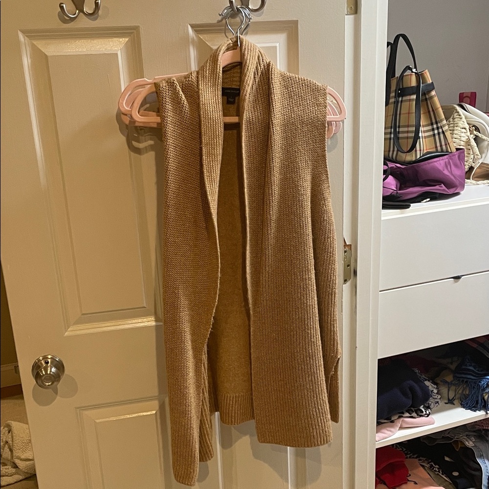 Ann Taylor Camel Open-Front Cardigan